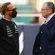 Lewis Hamilton (left) and Stefano Domenicali (right) at the 2022 Bahrain Grand Prix.